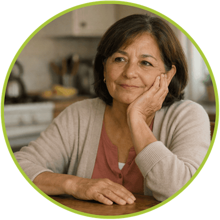senior guardianship A senior sitting in her kitchen.