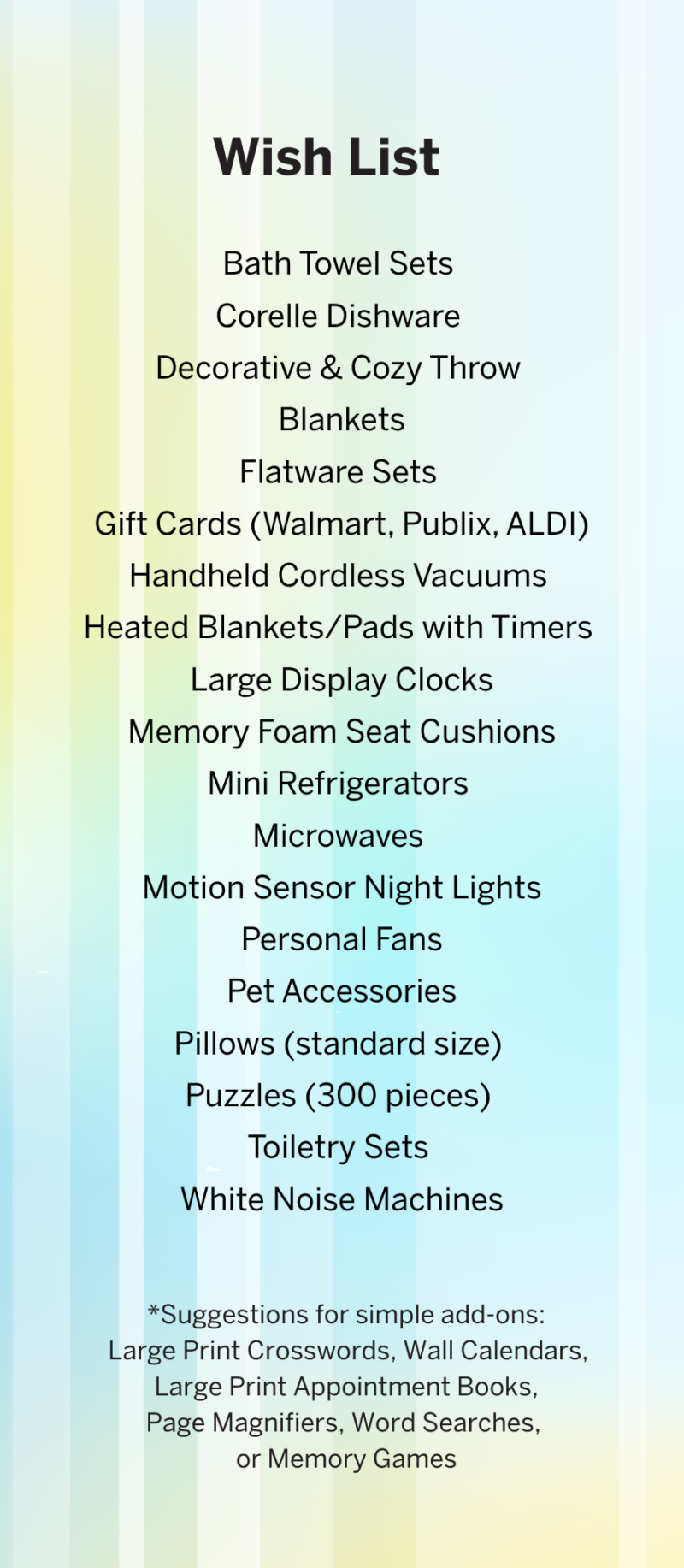 2026 Wish List 2026 Santa for Seniors Wishlist